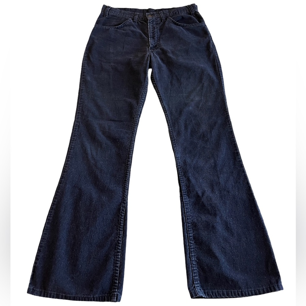 Vintage 70’s Levi’s 646 Navy Blue Corduroy Mid-Rise Semi Flare Jeans - Picture 1 of 10